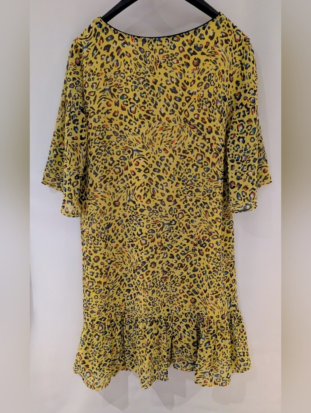 Yellow Leopard Print Ruffle Hem Dress - Picture 4 of 8